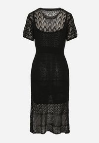 Born2be - Czarna Ażurowa Sukienka z Wiskozą Zoriena. Okazja: na co dzień. Kolor: czarny. Materiał: wiskoza. Długość rękawa: na ramiączkach. Wzór: ażurowy. Typ sukienki: proste. Styl: boho, casual, elegancki #3