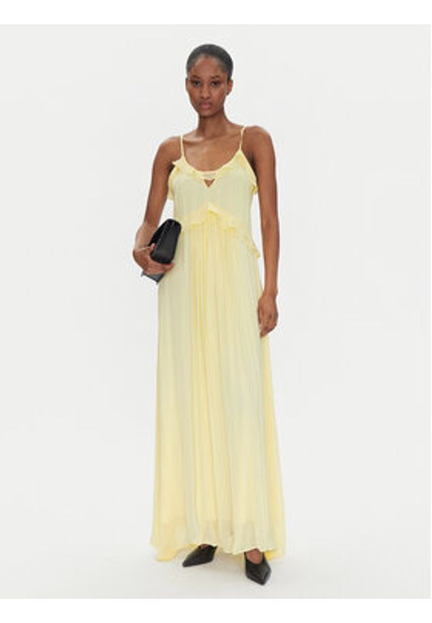 TwinSet - TWINSET Sukienka letnia 251TP2262 Żółty Loose Fit. Kolor: żółty. Materiał: wiskoza. Sezon: lato