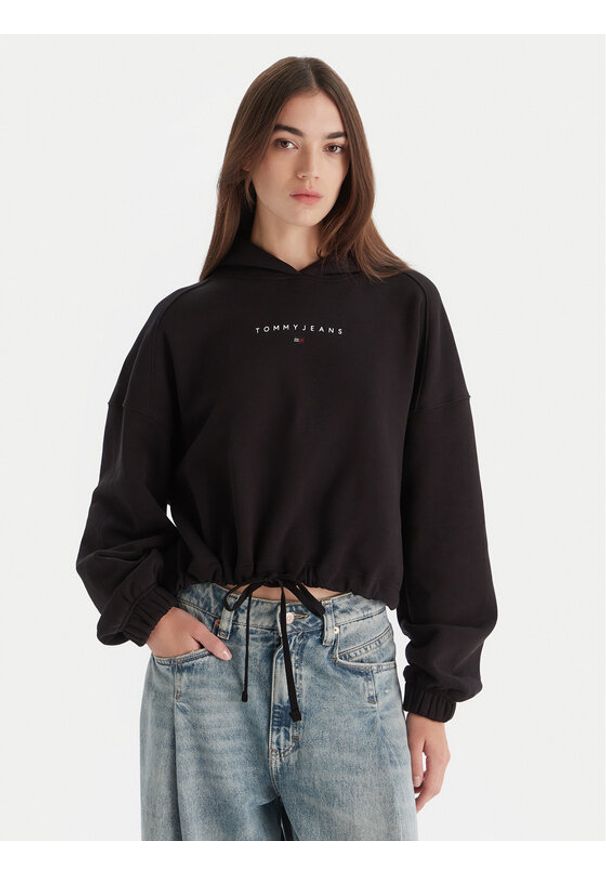Tommy Jeans Bluza Bling Linear DW0DW21607 Czarny Regular Fit. Kolor: czarny. Materiał: bawełna