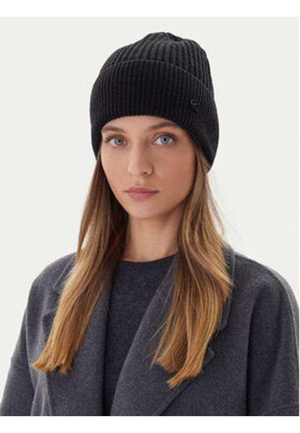 Calvin Klein Czapka Ck Metal Wool Beanie LV04D8032G Czarny. Kolor: czarny. Materiał: wełna