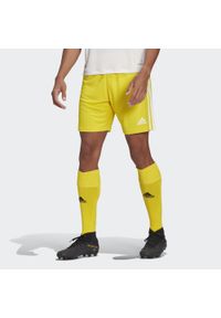 Adidas - Spodenki piłkarskie męskie adidas Squadra 21 Short. Kolor: biały, wielokolorowy, żółty. Materiał: poliester. Sport: piłka nożna