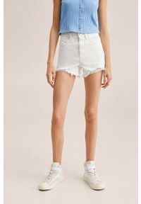 Mango Kids szorty jeansowe dziecięce Helen01 kolor biały gładkie. Okazja: na co dzień. Kolor: biały. Materiał: jeans. Wzór: gładki. Styl: casual