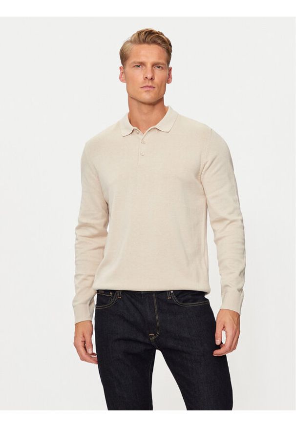 Jack & Jones - Jack&Jones Sweter Fred 12258582 Beżowy Regular Fit. Kolor: beżowy. Materiał: bawełna