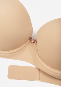 Renee - Beżowy Gładki Biustonosz o Klasycznym Fasonie Amanei. Kolor: beżowy. Wzór: gładki #7