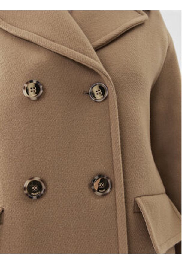 Pinko Płaszcz wełniany Effetto 101747 Y7DY Brązowy Regular Fit. Kolor: brązowy. Materiał: wełna