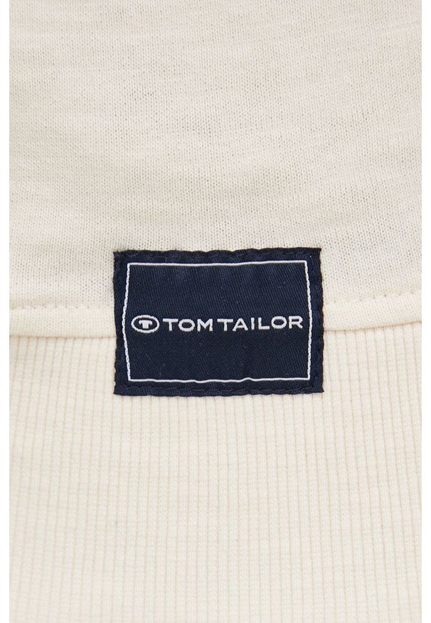 Tom Tailor Bluza bawełniana męska kolor beżowy gładka. Okazja: na co dzień. Kolor: beżowy. Materiał: bawełna. Wzór: gładki. Styl: casual