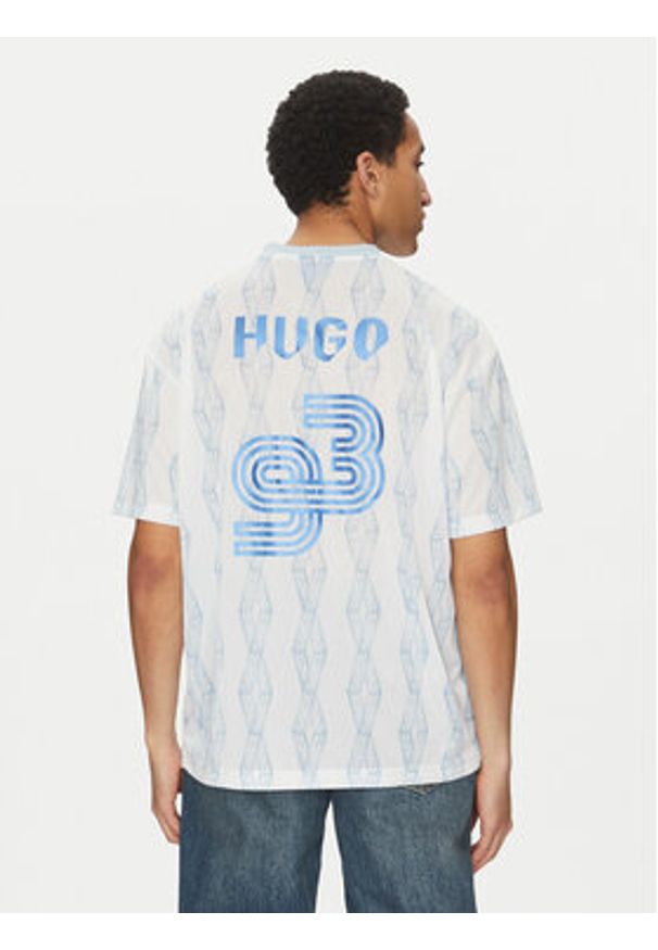 Hugo - HUGO T-Shirt Notbal 50536080 Biały Oversize. Kolor: biały. Materiał: syntetyk