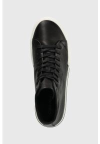 Calvin Klein trampki skórzane HIGH TOP LACE UP męskie kolor czarny HM0HM01165. Nosek buta: okrągły. Kolor: czarny. Materiał: skóra. Szerokość cholewki: normalna #2