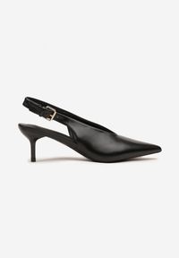 Renee - Czarne Czółenka Typu Slingback na Szpilce Latinea. Okazja: na co dzień. Zapięcie: pasek. Kolor: czarny. Materiał: jeans. Obcas: na szpilce. Styl: klasyczny, casual, elegancki #5