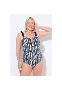 ULLA POPKEN - Damski Strój kąpielowy elastyczne ramiączka miękkie miseczki z recyklingu. Kolekcja: plus size. Kolor: czarny. Materiał: poliester, elastan, poliamid, materiał