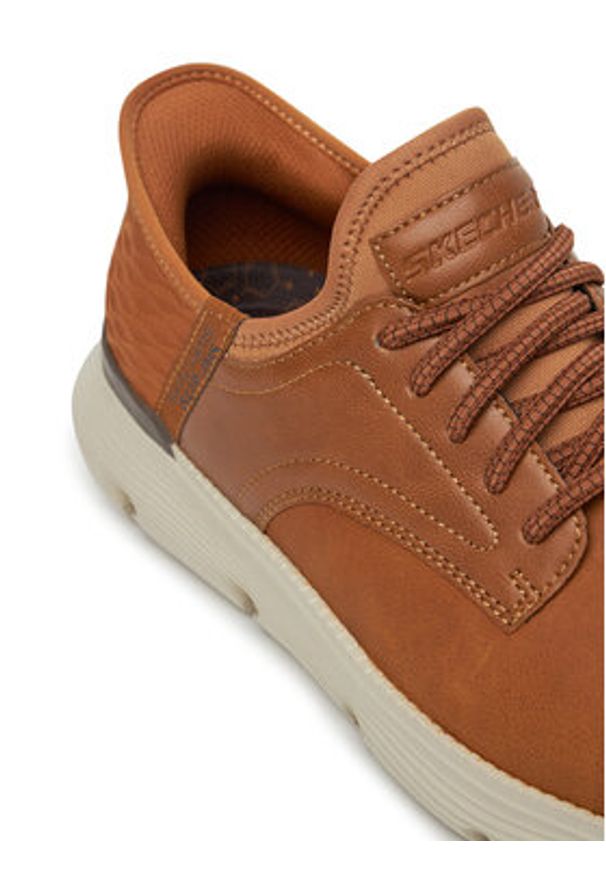 skechers - Skechers Sneakersy Garza-Gervin 205046/WTN Brązowy. Kolor: brązowy. Materiał: skóra
