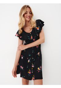Mohito - Sukienka mini w kwiaty - Czarny. Kolor: czarny. Wzór: kwiaty. Długość: mini #2