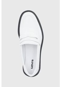 Levi's® - Levi's Mokasyny skórzane damskie kolor biały na platformie. Okazja: na spotkanie biznesowe. Nosek buta: okrągły. Kolor: biały. Materiał: skóra. Wzór: gładki. Obcas: na platformie. Styl: biznesowy #4