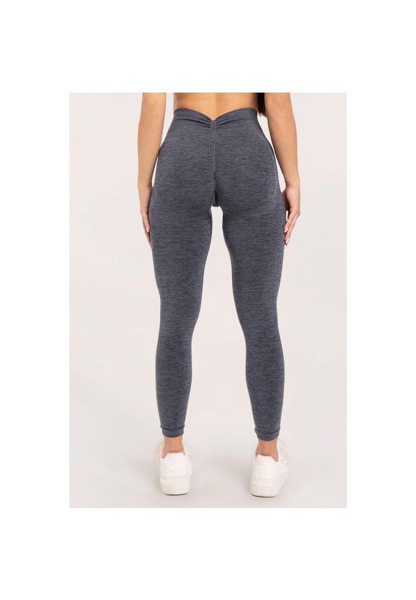 GYM GLAMOUR - Legginsy fitness damskie Gym Glamour seamless deep push up. Kolor: szary. Sport: fitness