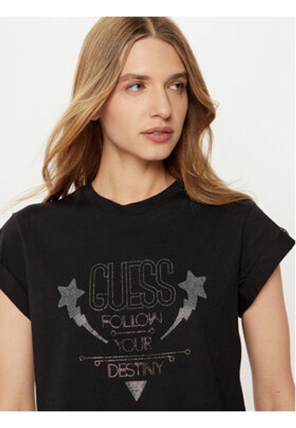 Guess T-Shirt W5RI06 I3Z14 Czarny Regular Fit. Kolor: czarny. Materiał: bawełna