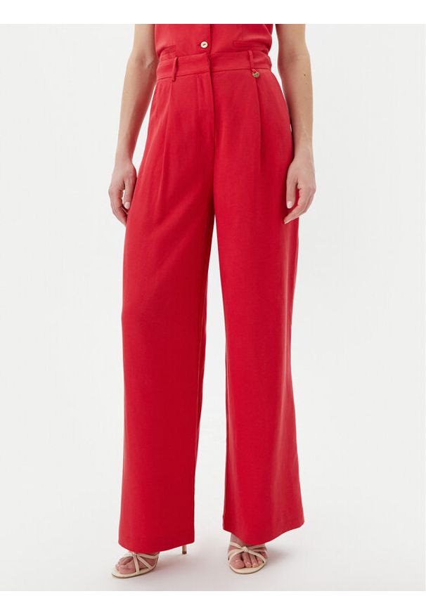 LOLA CASADEMUNT Spodnie palazzo LS2514010 Czerwony Wide Leg. Kolor: czerwony. Materiał: lyocell