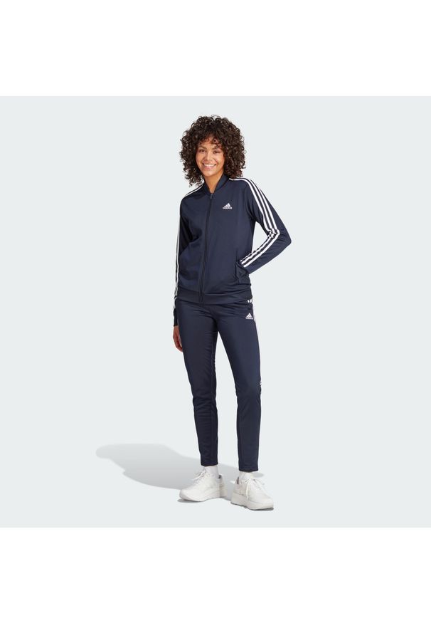 Adidas - Dres Essentials 3-Stripes. Kolor: biały, wielokolorowy, niebieski. Materiał: dresówka