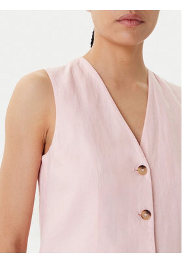 United Colors of Benetton - United Colors Of Benetton Kamizelka 2AGHDJ00G Różowy Slim Fit. Kolor: różowy. Materiał: len