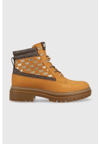 MICHAEL Michael Kors workery skórzane Turner damskie kolor brązowy na platformie. Nosek buta: okrągły. Zapięcie: sznurówki. Kolor: brązowy. Materiał: skóra. Obcas: na platformie #1