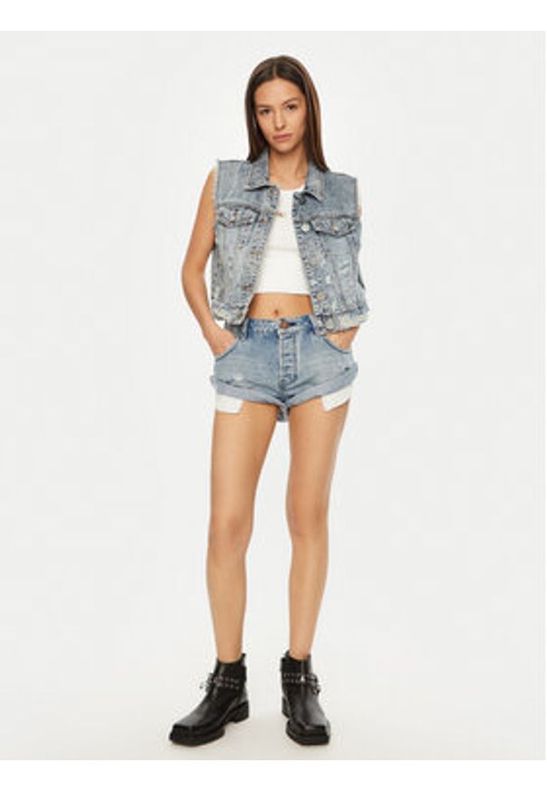 One Teaspoon Szorty jeansowe Bandits 26747 Niebieski Regular Fit. Kolor: niebieski. Materiał: bawełna