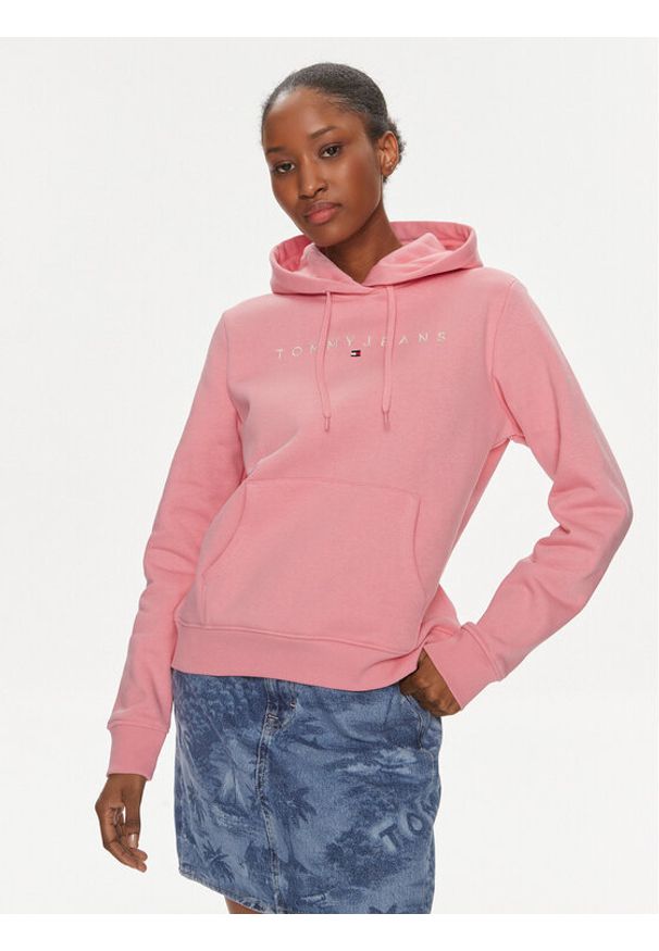 Tommy Jeans Bluza Linear DW0DW17324 Różowy Regular Fit. Kolor: różowy. Materiał: bawełna