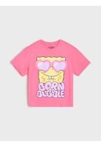 Sinsay - Bawełniana koszulka z nadrukiem SpongeBob SquarePants - różowy. Kolor: różowy. Materiał: bawełna. Wzór: nadruk #1