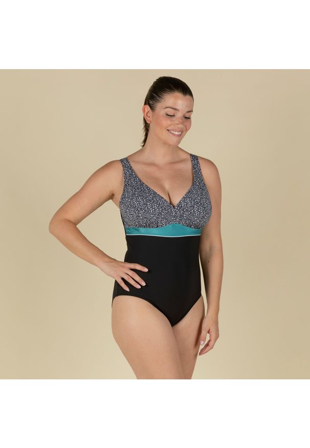 NABAIJI - Strój jednoczęściowy pływacki damski Nabaiji Kaipearl Triki Leo. Kolor: czarny, biały, niebieski, wielokolorowy. Materiał: materiał