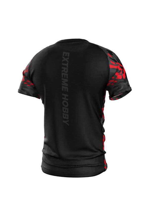 Koszulka Techniczna Sportowa Męska EXTREME HOBBY BLACK PANTHER. Kolor: wielokolorowy, czarny, czerwony. Materiał: poliester, elastan. Długość rękawa: krótki rękaw. Długość: krótkie. Sport: kolarstwo, fitness