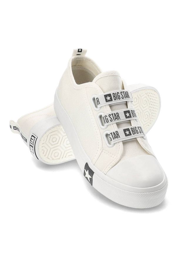 Big-Star - Białe Trampki Big Star Wsuwane Buty Dziecięce. Zapięcie: bez zapięcia. Kolor: biały. Materiał: materiał. Szerokość cholewki: normalna. Wzór: jednolity. Sezon: wiosna, lato