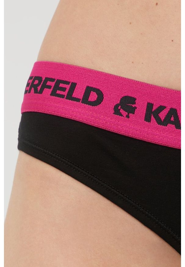 Karl Lagerfeld stringi (2-pack) kolor czarny. Kolor: czarny. Materiał: lyocell, tkanina, jedwab, materiał