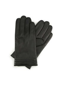Wittchen - Męskie rękawiczki skórzane z ociepleniem stębnowane. Kolor: czarny. Materiał: skóra. Sezon: jesień, zima. Styl: klasyczny, elegancki, casual