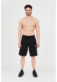 EA7 Emporio Armani - EA7 Męskie czarne krótkie spodenki z naszywkę, Rozmiar M. Kolor: czarny. Materiał: bawełna. Długość: krótkie. Wzór: aplikacja #3