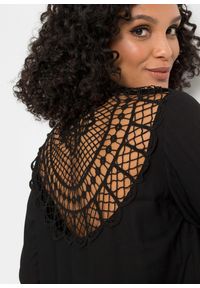 bonprix - Bluzka z mieszanki bawełny i wiskozy. Okazja: na co dzień. Kolor: czarny. Materiał: bawełna, wiskoza, koronka. Długość: długie. Wzór: koronka. Styl: casual #2