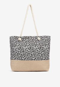 Born2be - Szara Torebka Plażowa Shopperka Ozdobiona Sznurkiem Revadea. Kolor: szary. Wzór: aplikacja. Sezon: lato. Styl: casual