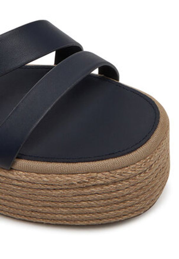 TOMMY HILFIGER - Tommy Hilfiger Espadryle Ankle Strap Leather Platform FW0FW08497 Granatowy. Kolor: niebieski. Materiał: skóra. Obcas: na platformie
