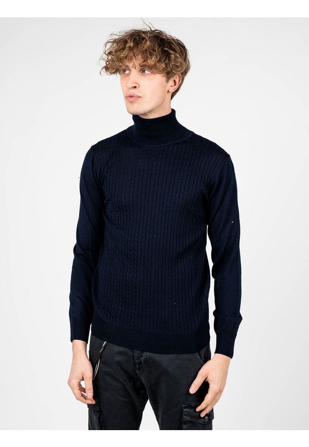 Xagon Man Sweter | A22081 K1 103G | Mężczyzna | Granatowy. Okazja: na co dzień. Typ kołnierza: golf. Kolor: niebieski. Materiał: wełna, akryl. Styl: casual