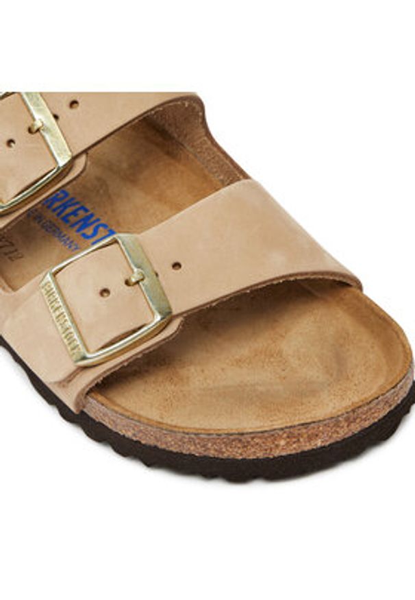 Birkenstock Klapki Arizona 1019016 Beżowy. Kolor: beżowy. Materiał: nubuk, skóra