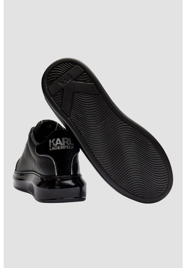 Karl Lagerfeld - KARL LAGERFELD Czarne damskie sneakersy KAPRI Karl Signia, Rozmiar 38. Kolor: czarny. Wzór: napisy