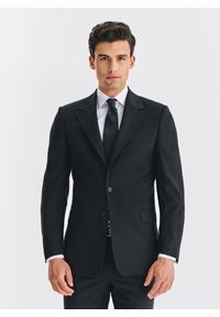 Pako Lorente - PAKO LORENTE - Wełniany czarny garnitur męski. Kolor: czarny. Materiał: wełna #7