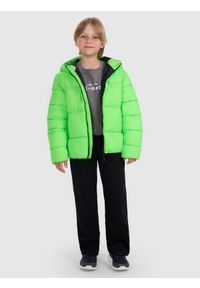 4f - 4F Kurtka puchowa z wypełnieniem syntetycznym chłopięca - zielona 122 (6-7 lat). Okazja: na co dzień. Typ kołnierza: kaptur. Kolor: zielony. Materiał: puch, syntetyk. Sezon: lato. Styl: casual, klasyczny, sportowy #2
