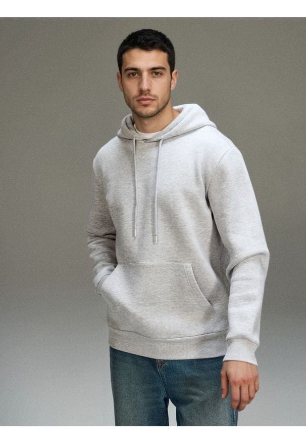 Sinsay - Bluza hoodie basic - szary. Kolor: szary