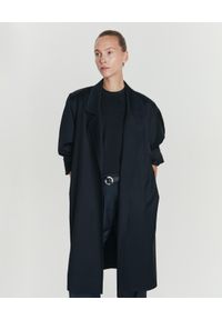 ANIA KUCZYŃSKA - Czarny wełniany płaszcz Vanina. Kolor: czarny. Materiał: wełna. Długość: długie