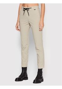 Beżowe spodnie związywane sznurkiem Aeronautica Militare. Kolor: beżowy. Materiał: bawełna, elastan #1