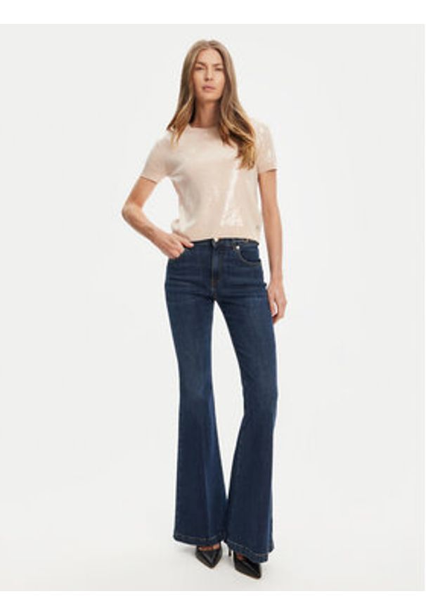 Guess Sweter W5YR21 Z3E70 Beżowy Regular Fit. Kolor: beżowy. Materiał: wiskoza