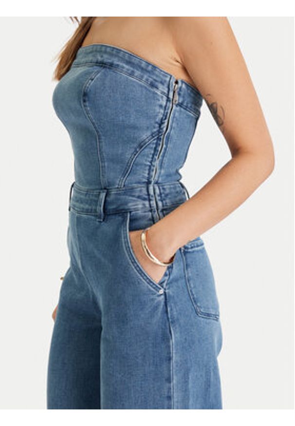 Guess Kombinezon W5BD1F D4LU0 Niebieski Regular Fit. Kolor: niebieski. Materiał: bawełna, jeans