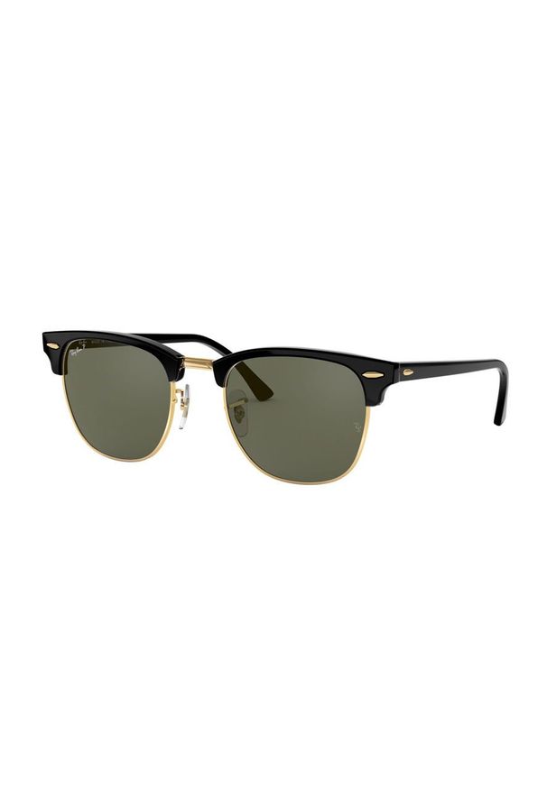 Ray-Ban - Okulary Clubmaster. Kolor: czarny. Materiał: syntetyk, tworzywo sztuczne, materiał. Wzór: gładki