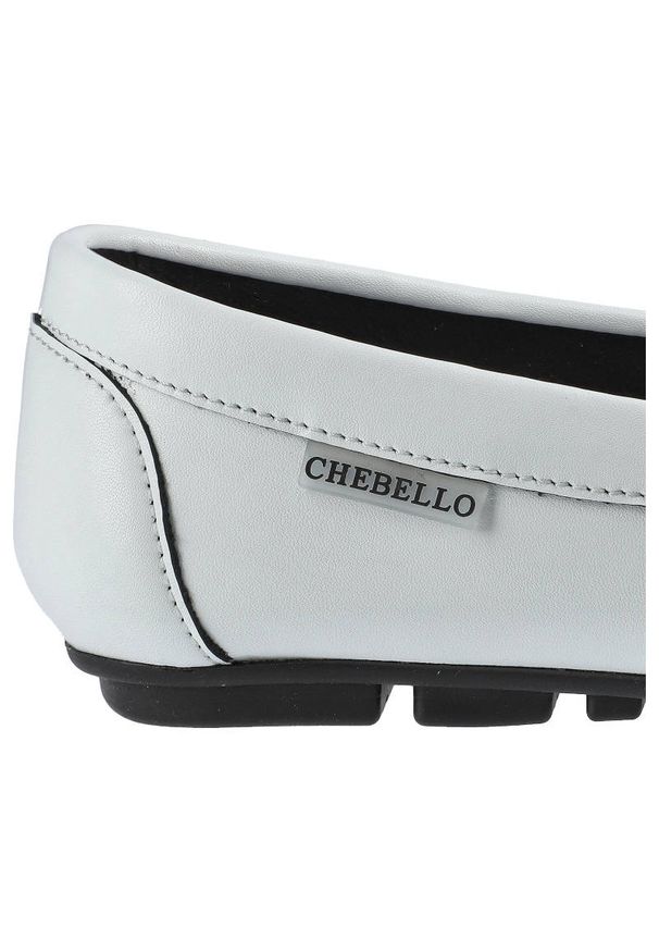 CheBello - Białe Mokasyny Chebello Damskie Wygodne Buty. Okazja: na co dzień. Zapięcie: bez zapięcia. Kolor: biały. Materiał: skóra. Styl: casual, elegancki