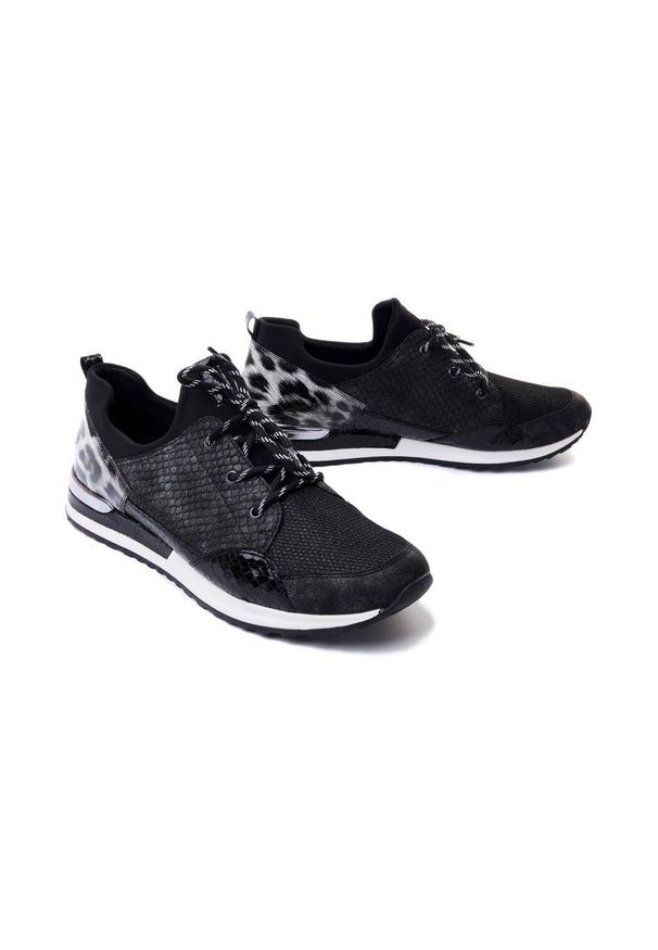 Rieker Remonte - RIEKER REMONTE R2503-45 grey combination, półbuty/sneakersy damskie. Zapięcie: sznurówki. Kolor: niebieski