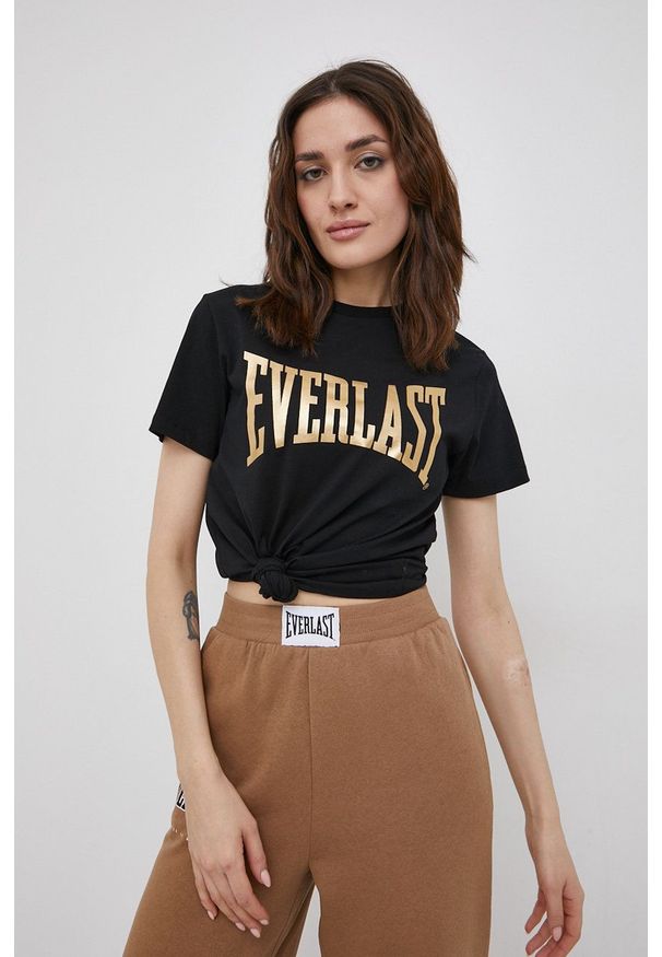 EVERLAST - Everlast T-shirt bawełniany kolor czarny. Okazja: na co dzień. Kolor: czarny. Materiał: bawełna. Wzór: nadruk. Styl: casual