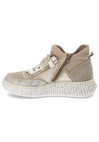 Beżowe Sneakersy Maciejka Eleganckie Sportowe Obuwie Damskie. Okazja: na co dzień. Zapięcie: sznurówki. Kolor: beżowy. Materiał: skóra. Szerokość cholewki: normalna #4